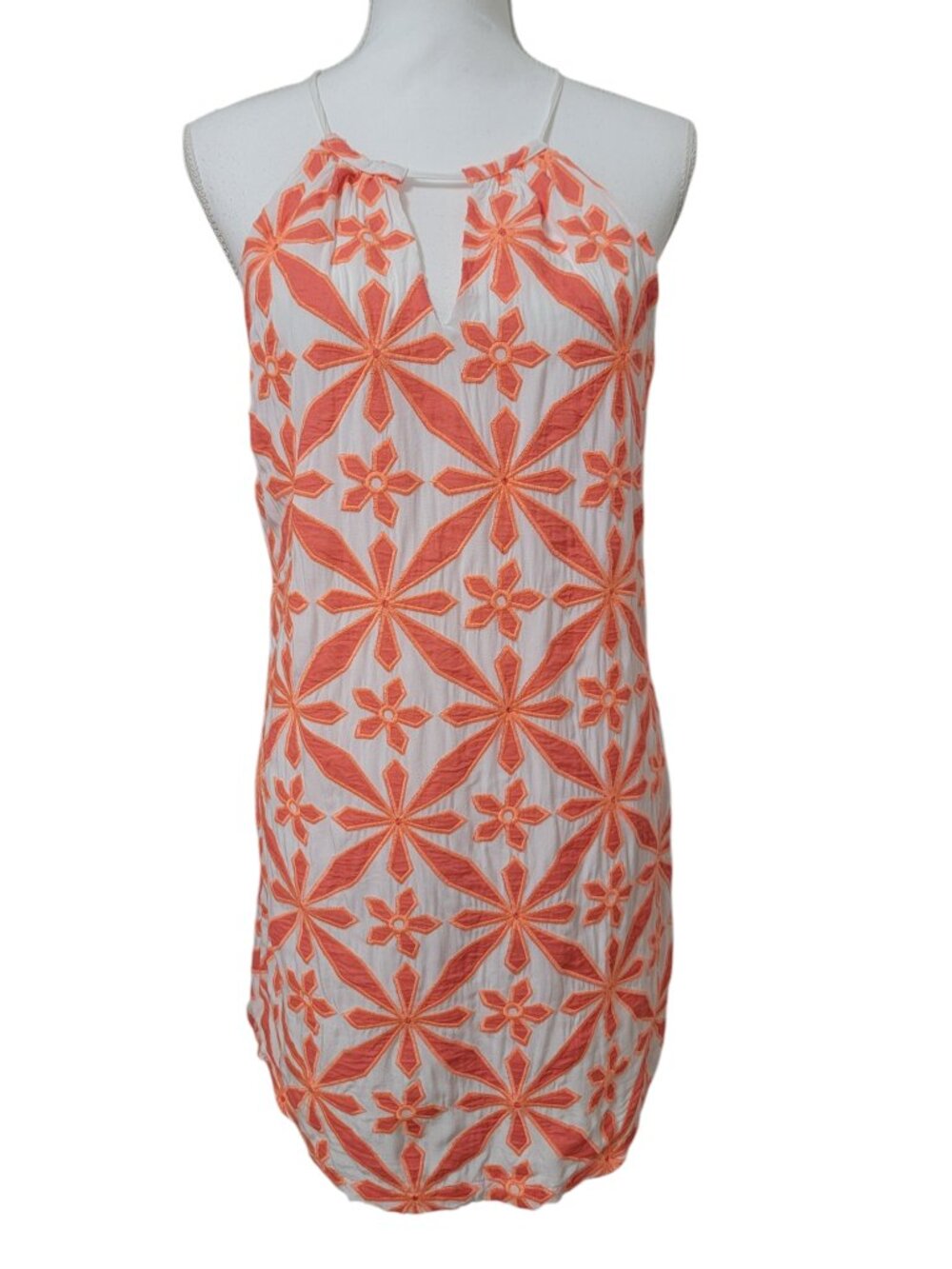 Skies are Blue Size L Embroidered Casual Halter Mini Sun Dress